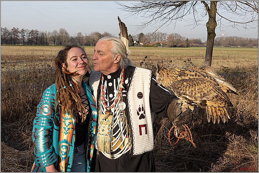Cheyenne-Halbblut Hunting Wolf in der Falknerei Pierre Schmidt; Gymnich, 09.02.2023